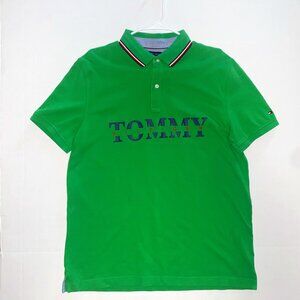 Tommy Hilfiger Men's Polo Shirt Custom Fit Short Sleeve Green Shirt Tommy H